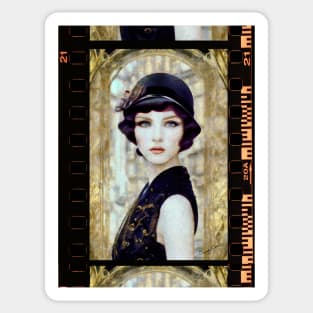 Portrait of Beautiful 1920s Vintage Style Woman Sticker